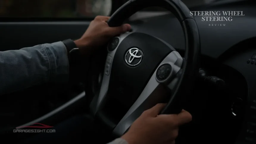 Steering wheel steering in a Toyota car, highlighting ergonomic design, driver comfort, precise handling, and responsive control.